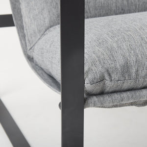 Mercana Guilia Modern Lounge Chair with Plush Cushion and Sturdy Metal Frame for Stylish Comfort & Durability Castlerock Gray Fabric | Black Metal 69002