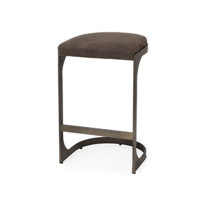 Mercana Tyson Backless Suede Stool with Gunmetal Frame - Modern Industrial Design for Kitchen or Bar Spaces Brown/Gray Suede | Black Metal | Counter 69269