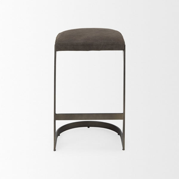Mercana Tyson Backless Suede Stool with Gunmetal Frame - Modern Industrial Design for Kitchen or Bar Spaces Brown/Gray Suede | Black Metal | Counter 69269