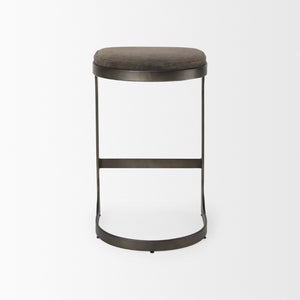 Mercana Tyson Backless Suede Stool with Gunmetal Frame - Modern Industrial Design for Kitchen or Bar Spaces Brown/Gray Suede | Black Metal | Counter 69269