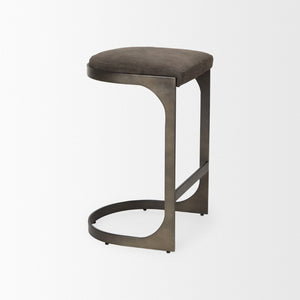 Mercana Tyson Backless Suede Stool with Gunmetal Frame - Modern Industrial Design for Kitchen or Bar Spaces Brown/Gray Suede | Black Metal | Counter 69269