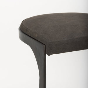 Mercana Tyson Backless Suede Stool with Gunmetal Frame - Modern Industrial Design for Kitchen or Bar Spaces Brown/Gray Suede | Black Metal | Counter 69269