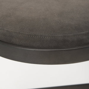 Mercana Tyson Backless Suede Stool with Gunmetal Frame - Modern Industrial Design for Kitchen or Bar Spaces Brown/Gray Suede | Black Metal | Counter 69269