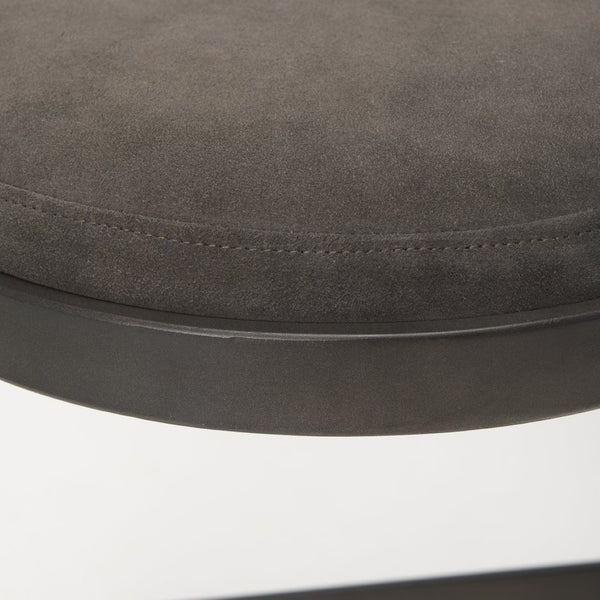 Mercana Tyson Backless Suede Stool with Gunmetal Frame - Modern Industrial Design for Kitchen or Bar Spaces Brown/Gray Suede | Black Metal | Counter 69269