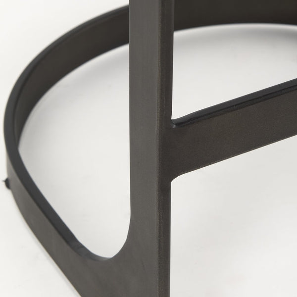 Mercana Tyson Backless Suede Stool with Gunmetal Frame - Modern Industrial Design for Kitchen or Bar Spaces Brown/Gray Suede | Black Metal | Counter 69269