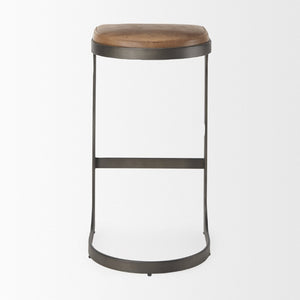 Mercana Tyson Counter Stool - Stylish Backless Leather Seat with Gun Metal Frame for Modern Interiors Brown Leather | Black Metal | Bar 69270