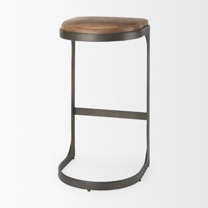 Mercana Tyson Counter Stool - Stylish Backless Leather Seat with Gun Metal Frame for Modern Interiors Brown Leather | Black Metal | Bar 69270