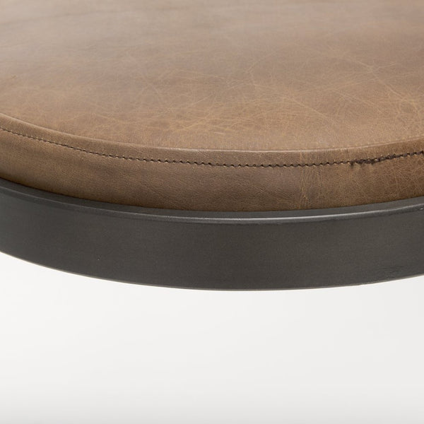 Mercana Tyson Counter Stool - Stylish Backless Leather Seat with Gun Metal Frame for Modern Interiors Brown Leather | Black Metal | Bar 69270
