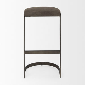 Mercana Tyson Backless Suede Stool with Gunmetal Frame - Modern Industrial Design for Kitchen or Bar Spaces Brown/Gray Suede | Black Metal | Bar 69272