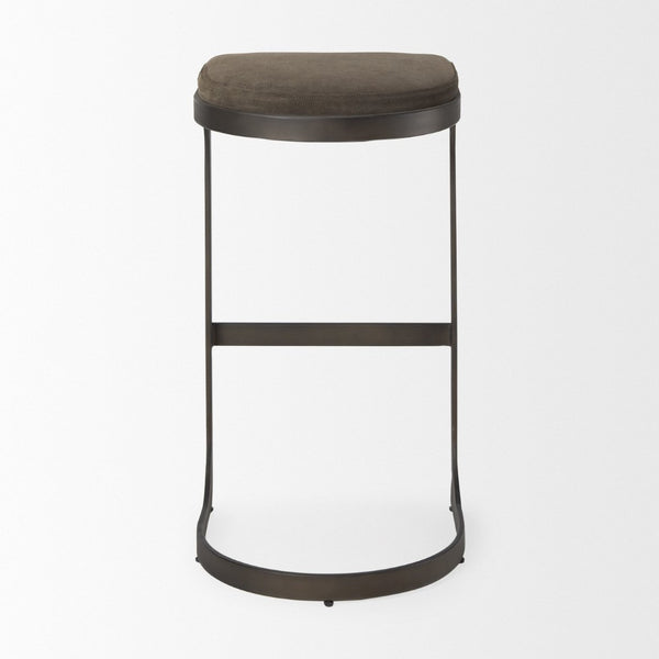 Mercana Tyson Backless Suede Stool with Gunmetal Frame - Modern Industrial Design for Kitchen or Bar Spaces Brown/Gray Suede | Black Metal | Bar 69272