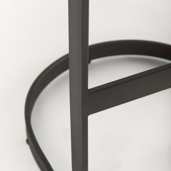 Mercana Tyson Backless Suede Stool with Gunmetal Frame - Modern Industrial Design for Kitchen or Bar Spaces Brown/Gray Suede | Black Metal | Bar 69272