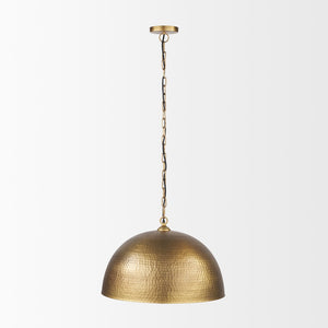 Mercana Karina Pendant Light – Stunning Hammered Dome Design in Matte Black with Luxurious Gold Interior Finish Brass-tone Metal | 24" Round 70100