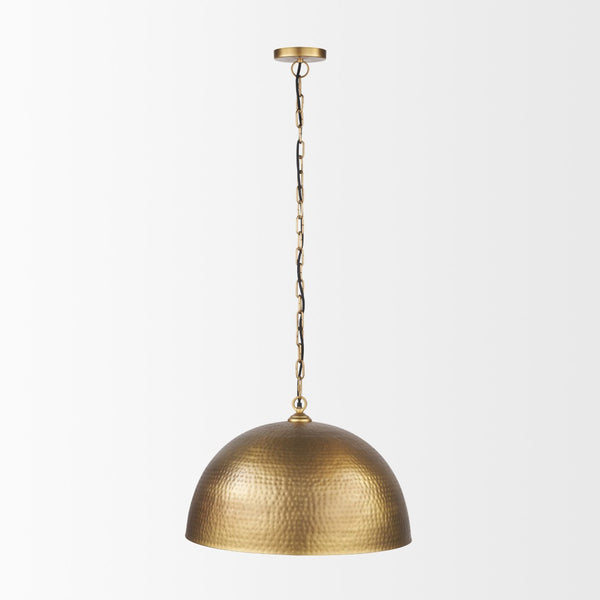 Mercana Karina Pendant Light – Stunning Hammered Dome Design in Matte Black with Luxurious Gold Interior Finish Brass-tone Metal | 24" Round 70100