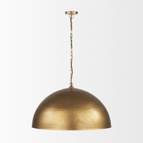 Mercana Karina Pendant Light – Stunning Hammered Dome Design in Matte Black with Luxurious Gold Interior Finish Brass-tone Metal | 36" Round 70101