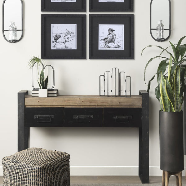 Mercana Aria Decorative Metal and Glass Holder for Effortless Floral Elegance in Modern Home Décor Black Metal | 9H 69780