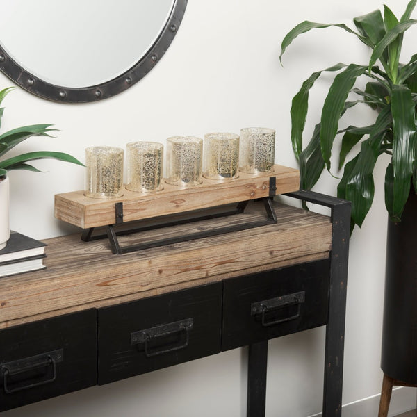 Mercana Carga Console Table with Rustic Pine Top and Three Drawers - Perfect for Entryway and Living Space 50018