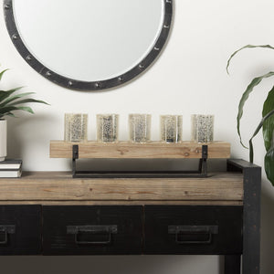 Mercana Benk Five-Cup Candle Holder – Rustic-Modern Centerpiece for Any Room, Perfect for Cozy Ambiance 53085