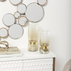 Mercana Adriatic I Sculptural Glass Vase with Brushed Gold Metal Accent for Modern Elegance in Any Room Gold Glass | 13H 67947