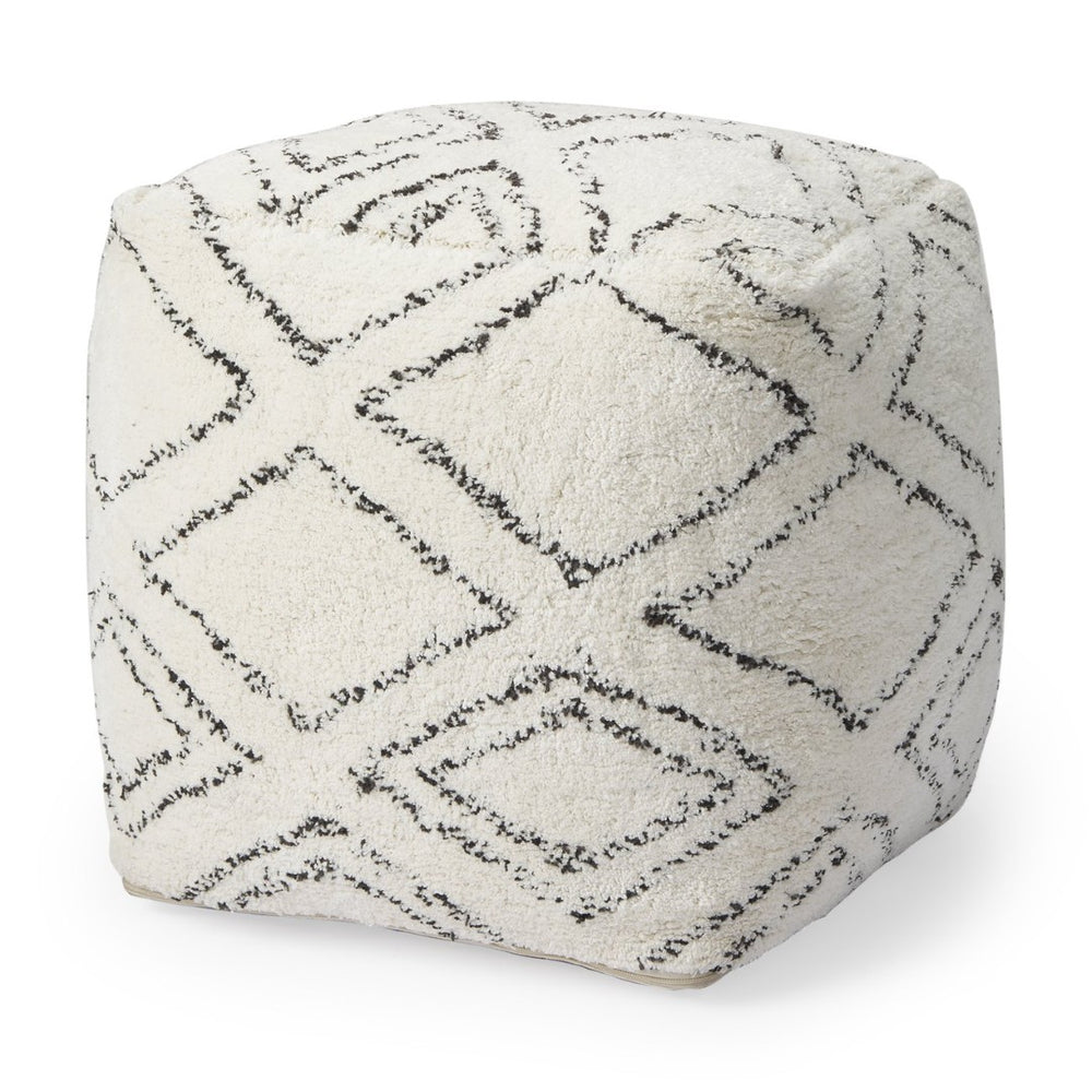 Mercana Tapir Handwoven Argyle Pattern Square Pouf - Stylish Accent for Modern, Boho, or Global Interiors 67586