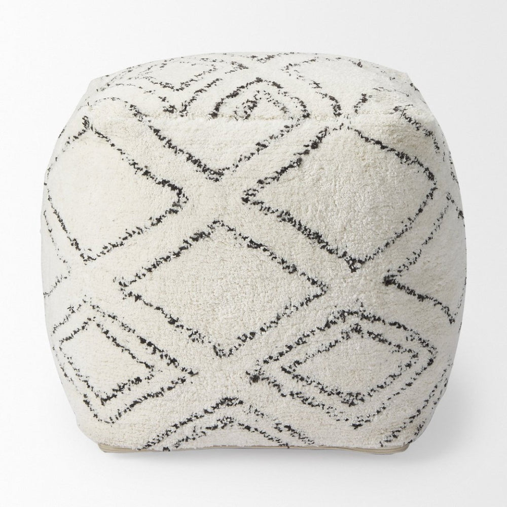 Mercana Tapir Handwoven Argyle Pattern Square Pouf - Stylish Accent for Modern, Boho, or Global Interiors 67586