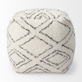 Mercana Tapir Beige Cotton Argyle Pattern Square Pouf  67586