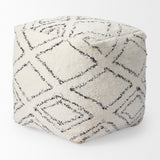 Mercana Tapir Beige Cotton Argyle Pattern Square Pouf  67586