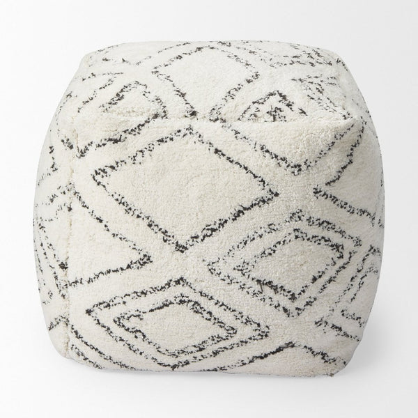 Mercana Tapir Handwoven Argyle Pattern Square Pouf - Stylish Accent for Modern, Boho, or Global Interiors 67586