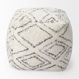 Mercana Tapir Beige Cotton Argyle Pattern Square Pouf  67586