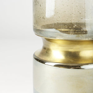 Mercana Adriatic I Sculptural Glass Vase with Brushed Gold Metal Accent for Modern Elegance in Any Room Gold Glass | 11H 67946