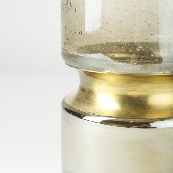 Mercana Adriatic I Sculptural Glass Vase with Brushed Gold Metal Accent for Modern Elegance in Any Room Gold Glass | 11H 67946