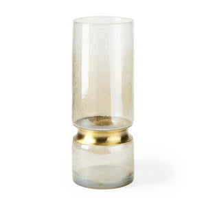 Mercana Adriatic I Sculptural Glass Vase with Brushed Gold Metal Accent for Modern Elegance in Any Room Gold Glass | 13H 67947