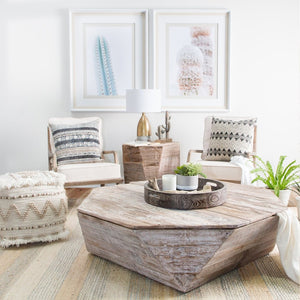 Mercana Esagono Octagonal Reclaimed Wood Side Table with Storage for a Rustic and Charming Living Space 67531