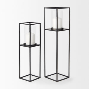 Mercana Cindy Modern Rectangular Hurricane Glass Pillar Candle Holders for Elegant Home Decor Display 69849