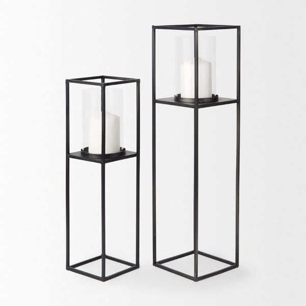 Mercana Cindy Modern Rectangular Hurricane Glass Pillar Candle Holders for Elegant Home Decor Display 69849