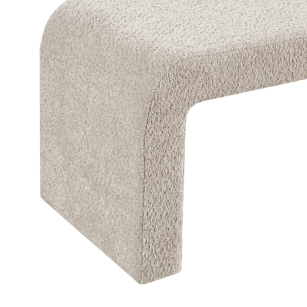 JLA Home INK+IVY - Boucle Modern Waterfall Bench with Textured Bouclé Upholstery, Rounded Corners, Fully Assembled Comfort Beige II105-0567
