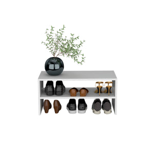 English Elm Basic 23" Wide 2-tier shelf Stackable Shoe Rack — Space-Saving Organizer for Closets, Entryways, Easy Assembly White 33 L x 19 W x 4 H B200P235831