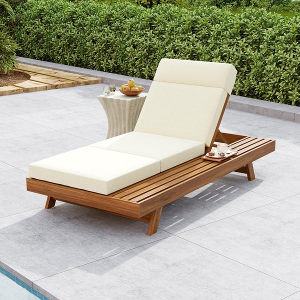 English Elm Christopher Knight Home® - Lounge Chaise Set With Adjustable Headrest, Acacia Wood Frame & Water-Resistant Cushions For Outdoors N770P253442T_N770P285267B