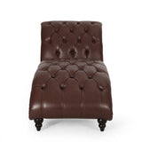 Christopher Knight Home® - Noble House - Varnell Contemporary Button Tufted Chaise Lounge, Dark Brown