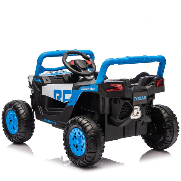 English Elm 12v Kids Electric Utv Ride on Toy with Parental Remote Swing Function and Shock Absorbers Blue W1578P368161