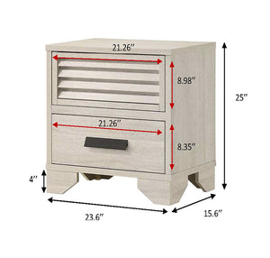 English Elm 1pc Modern 2-Drawer Nightstand with Wood-Pattern Fronts and Round Knobs, Sleek Gunmetal Finish Beige 26.38 L x 18.62 W x 24.33 H B2741P346327