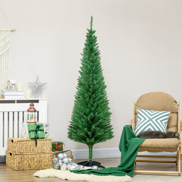 English Elm Homcom 6' Slim Pencil Christmas Tree With 390 Realistic Branch Tips - Perfect For Small Spaces! W2225P229794