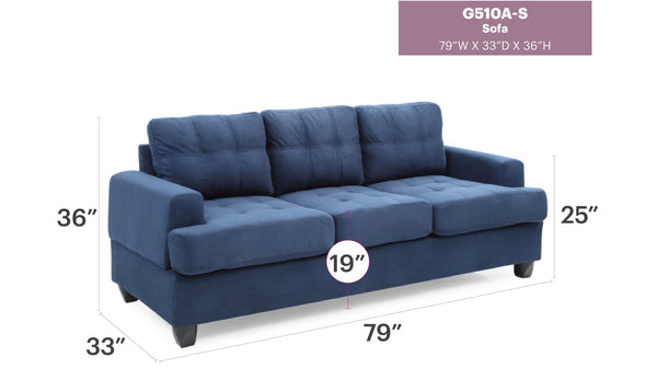 English Elm Glory Velvet Tufted Chaise Sectional Sofa with Nailhead Trim, Pocketed Coil Cushions & Wood Frame Navy Blue 40.5 L x 32.7 W x 15 H B078S00045