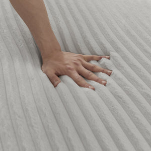 English Elm Contemporary Corduroy Compressed Upholstered Curved Sectional Sofa with Spring Cushions, No Assembly Required, Chic Lounge Appeal LIGHT GREY W2339S00059