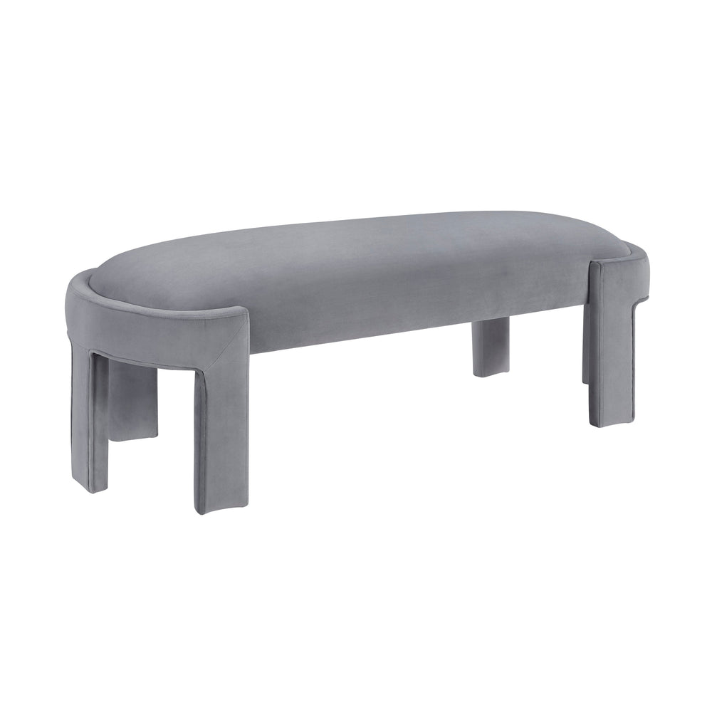 English Elm Stylish Upholstered Bench with Velvet Foam Cushion, Sturdy Plywood Frame, 300lb Capacity, Modern Entryway Seat Gray 51.5 L x 11 W x 21.5 H B011P361966
