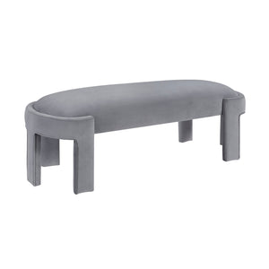 English Elm Stylish Upholstered Bench with Velvet Foam Cushion, Sturdy Plywood Frame, 300lb Capacity, Modern Entryway Seat Gray 51.5 L x 11 W x 21.5 H B011P361966
