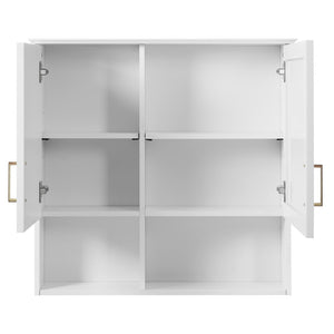 English Elm 2-in-1 Matte Wall Mounted Medicine Cabinet Soft Close Mirror Storage for Bathroom Vanity White N710P389456K