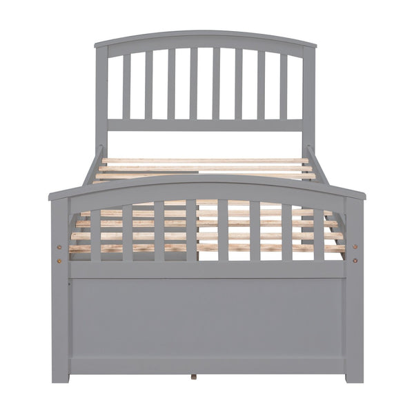 English Elm Twin Platform Bed Solid Pine Frame Six Drawer Storage Clean Modern Bedroom Design N719S000121S