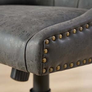 English Elm A&A Handcrafted Sheepskin-Pattern Office Chair with High-Rebound Foam, Solid Wood & Steel Legs, Retro Gray W1143P202751