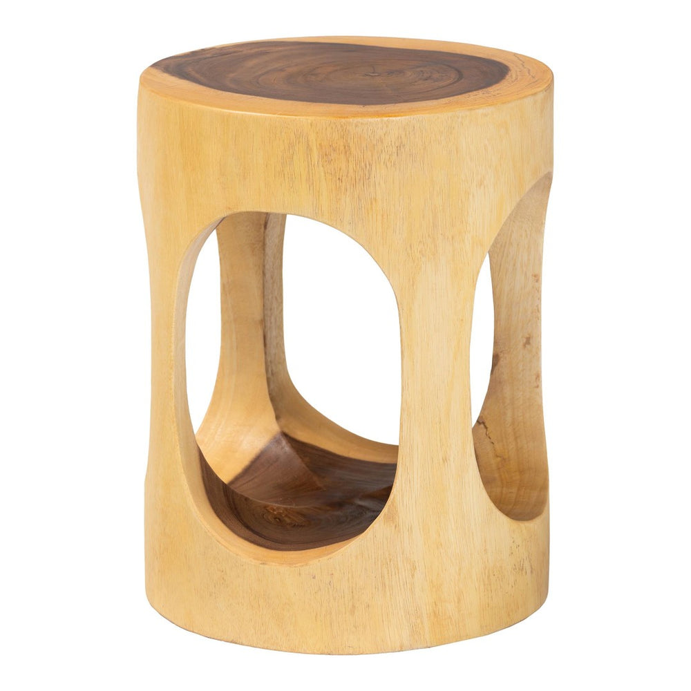 English Elm Hand-carved Solid Suar Wood Pedestal Accent Table with Scalloped Edge Boho Decor B2750P467853