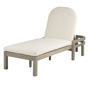 English Elm Trexm Solid Acacia Outdoor Chaise Lounge Arched Recliner for Poolside Patio Deck Gray N715P403786E